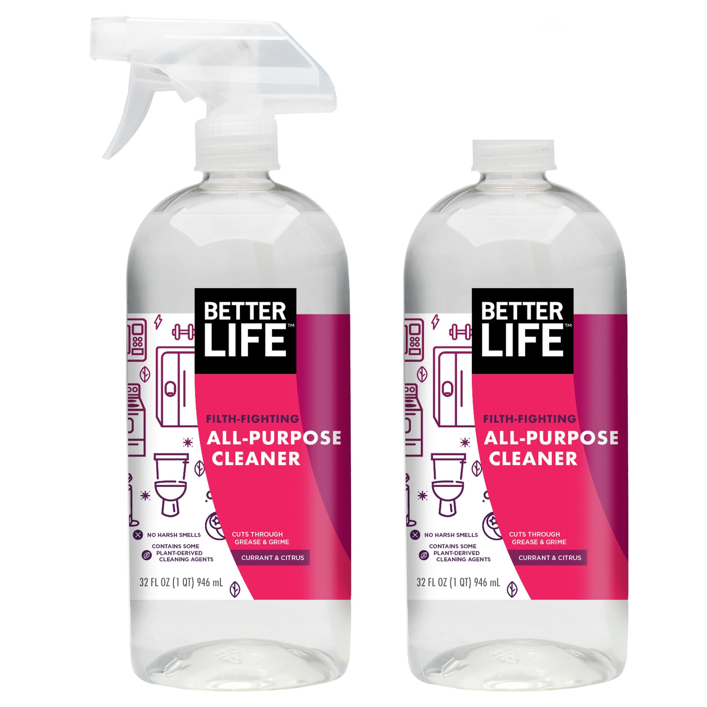 Better Life All-Purpose Cleaner, Pomegranate, 32 Fl Oz (Pack of 2), Pomegranate, 64 Fl Oz