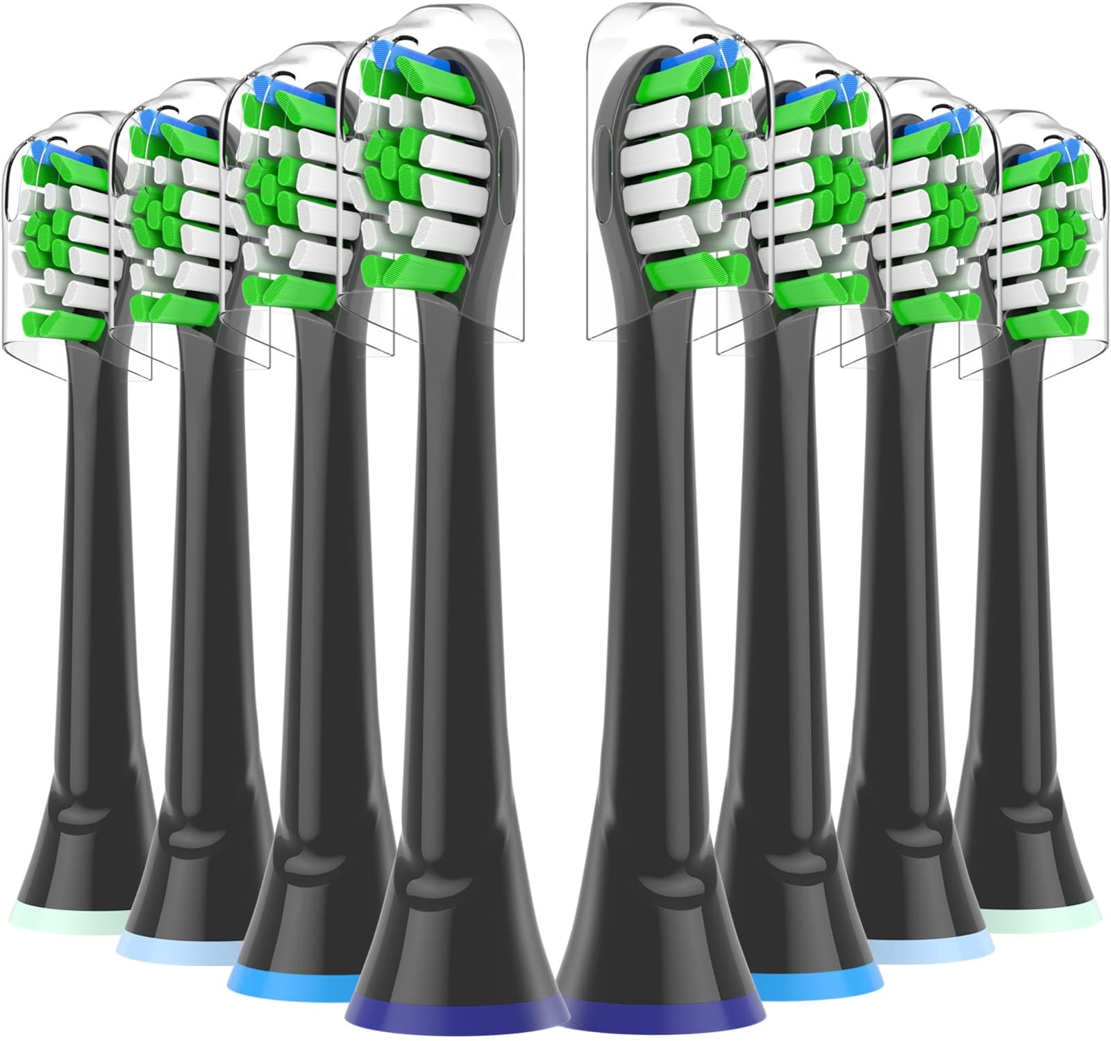 Toothbrush Heads Compatible with Philips Sonicare Electric Toothbrush, Replacement Brush Heads Fit for EasyClean, Gum Health, FlexCare, HealthyWhite Brush-Black-8 Pack