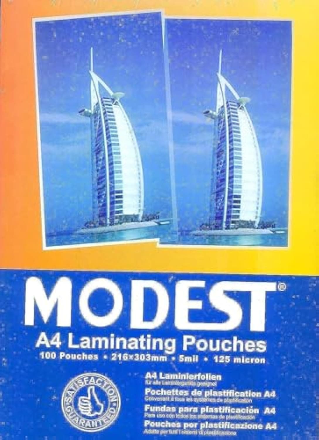 Modest A4 Laminating Pouches 125 Micron 100 Pouches