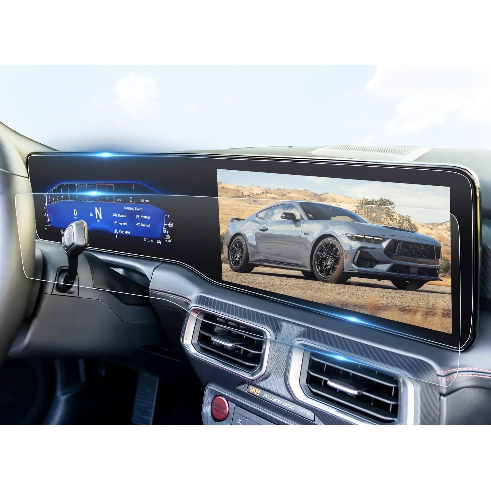 2Pcs for 2024 2025 2026 Ford Mustang Screen Protector 2024 2025 2026 Ford Mustang Ecoboost/ EcoBoost Premium/GT/GT PremiumDark Horse/Dark Horse Premium Display,[Anti Glare& Scratch Ultra-Clear] 2024-2026Ford Mustang Accessories PET Nano Foils