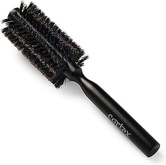 Cortex Professional 100% Boar Bristle Round Brush - Hair Brushes for Women and Men, Round Brush for blow Drying, Natural and Soft boar bristle for all types of hair, black wooden handle brush 2''