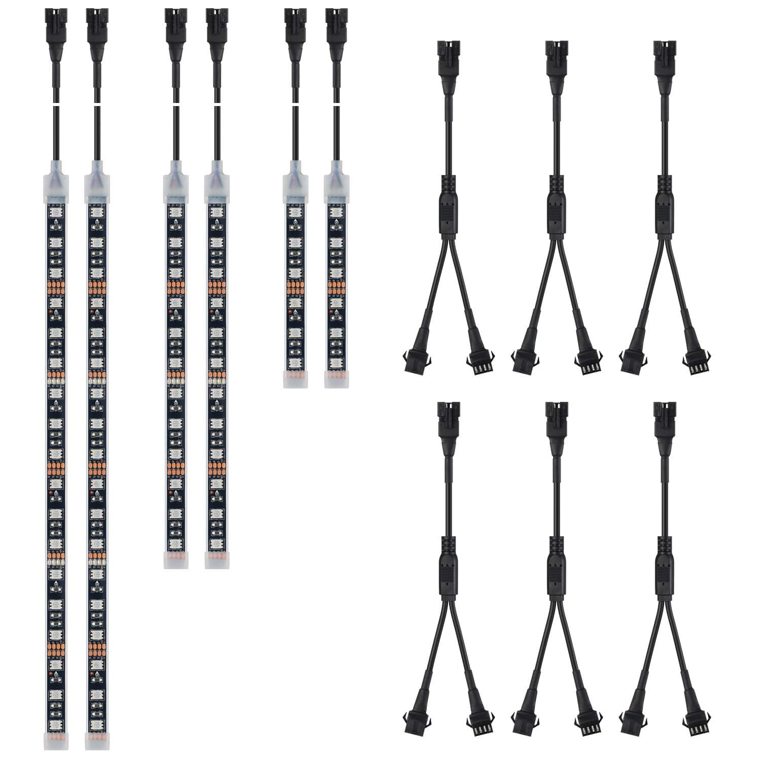 DITRIO 6pcs RGB Neon LED Light Strips SMD 5050 Including 6pcs of 1-2 Way Y Splitters for Motorcycles ATVs UTVs Golf Carts (Only for InfiColors Series)