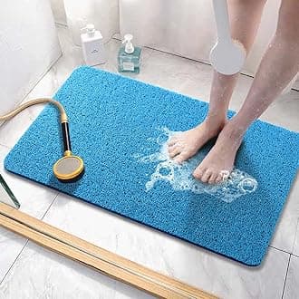 Asvin Soft Textured Bath, Shower, Tub Mat, 24x16 Inch, Phthalate Free, Non Slip Comfort Bathtub Mats with Drain, PVC Loofah Bathroom Mats for Wet Areas, Quick Drying