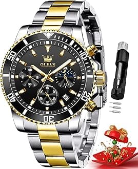 Watches for Men Classic with Date Business Dress Luxury Big Face Green/Black/Blue Waterproof Luminous Mens Wristwatch Analog Two Tone Stainless Steel Male Watch