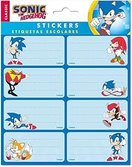 Grupo Erik Label Sonic - Coloured Sticky Labels, Gift Tags for Presents, School Name Stickers, Food Labels, Kids Stickers | Sonic Gifts Under 3 Pounds
