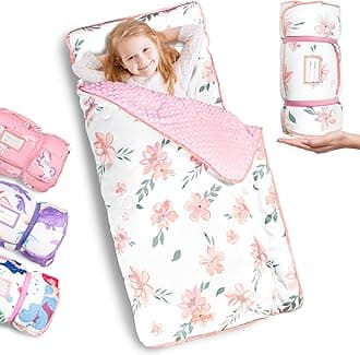 PRIMLECT Toddler Nap Mat with Pillow & Fleece Blanket - 55''*35''*3'' - Pink - Polyester - Kids - Nap Mat for Toddlers, Preschool, Daycare