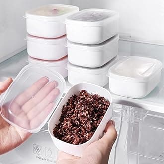 Azonee Food-Grade Freezer Containers with Lids (8 Sets), BPA-Free Plastic Food Storage Containers for Meal Prep, Ideal for Freezing, Storing, Very Small Size - 11cm x 7cm x 4cm