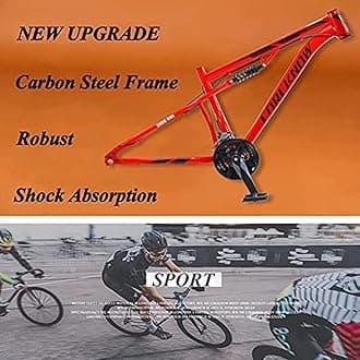 Mountain Bikes Men 26 Inch Adult Fat Tyre Mountain Bike with Full Suspension, High-carbon Steel Large Frame Dual Disc Brake Giant Bicycle,Black Spoke,30 Speed