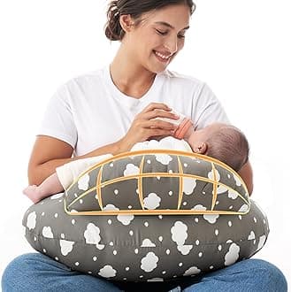 Original Nursing Pillow for Breastfeeding-Innovative Safety Guard - Wider Feeding Pillows for More Support for Mom & Baby- Easier Nursing & Hand Free- Fit for All, Removable Cotton Cover