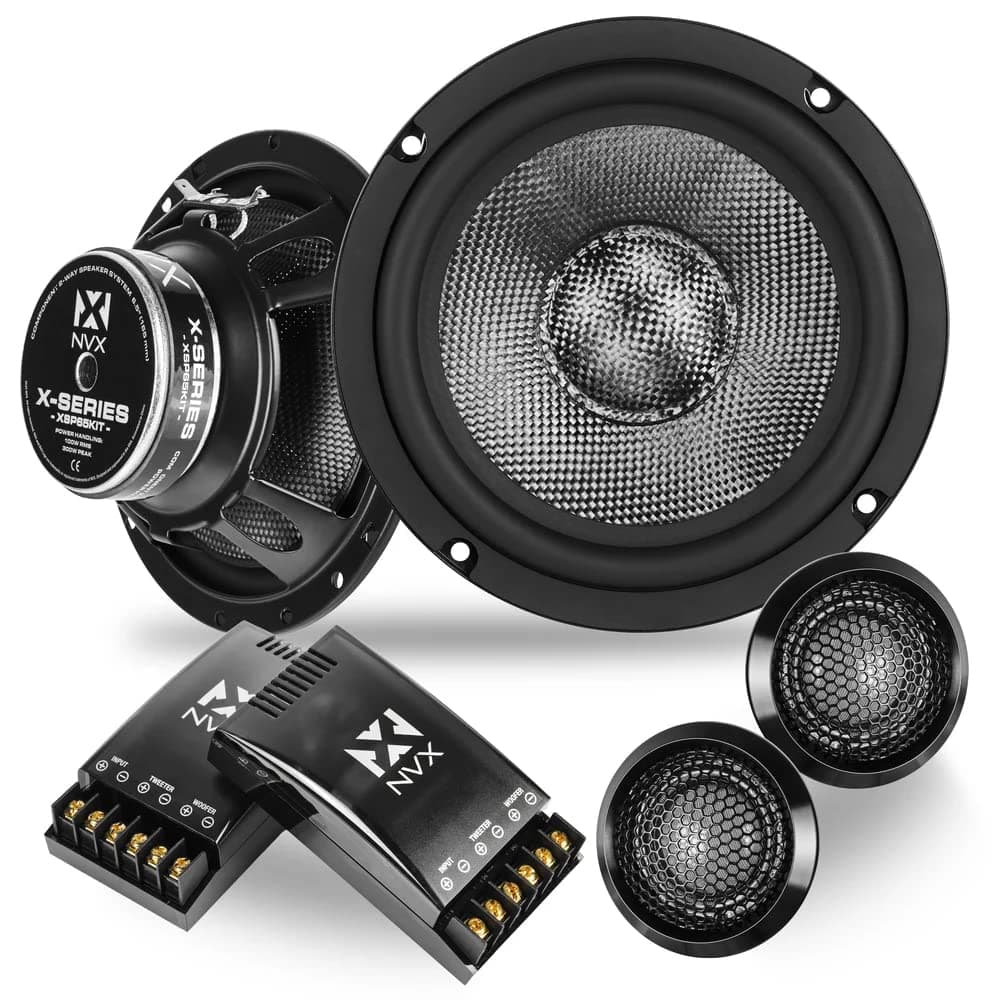 XSP65KIT, 600W Peak (200W RMS) 6.5" X-Series 2-Way Component Speaker System with Carbon Fiber Cones and 25mm Silk Dome Tweeters