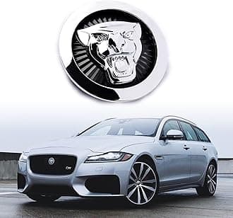 Emblem Compatible with XE XF XJ F-Type F-PACE Front Center Grille Emblem 3.38inch Car Badge Emblem Leopard Jagvar Accessories(Front Black-Chrome)