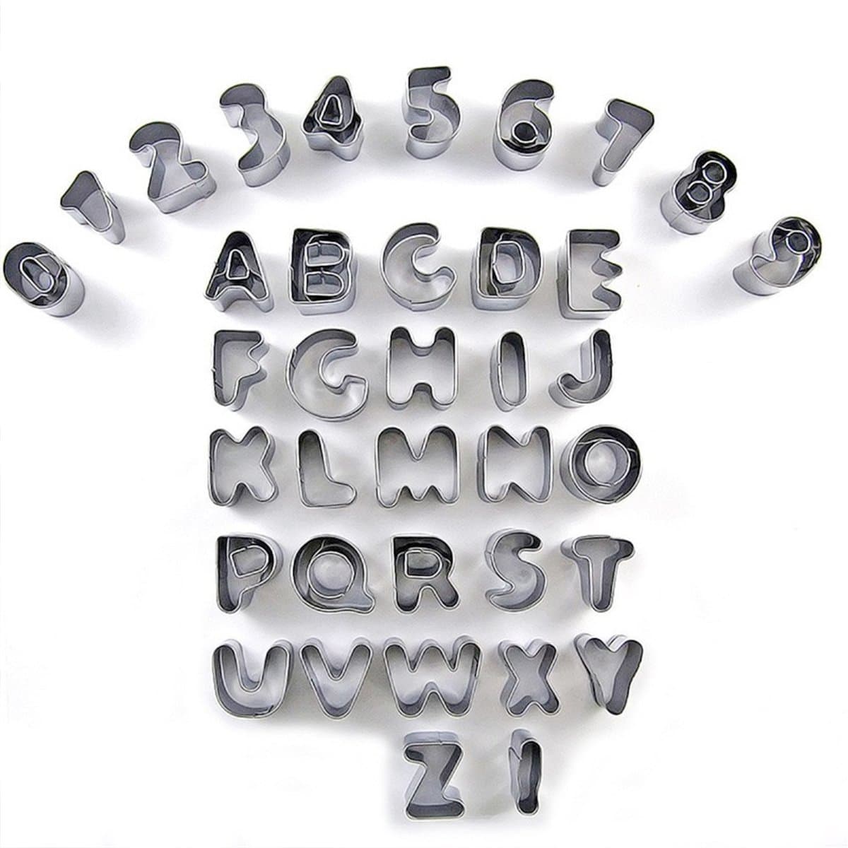 Cookie Cutters Letters Numbers Alphabet Cutters for Cake Decorating with Storage Box Set of 37