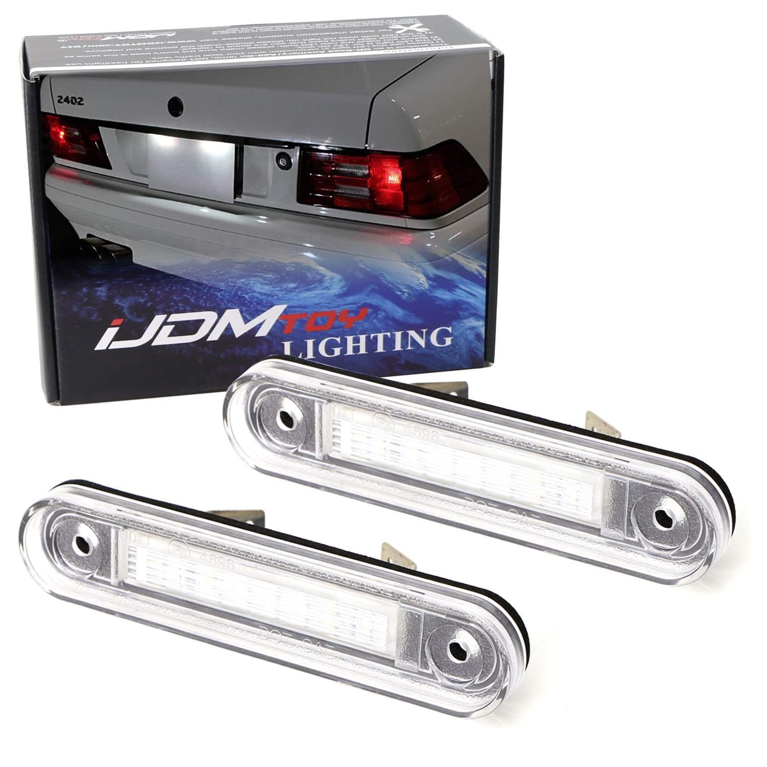 iJDMTOY OEM-Fit 3W Full LED License Plate Light Kit Compatible With Mercedes W124 W201 E-Class, W202 C-Class Pre-LCI, CAN-buss Error Free, Powered By 18-Piece Xenon White LED Diodes