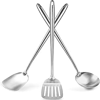 Yosukata 17" Wok Spatula and Ladle and Turner Spatula - Stainless Steel Cooking Utensils Set of 3-304 Stainless Steel Kitchen Utensils Set - Dishwasher Safe Wok Accessories - Cooking Tools