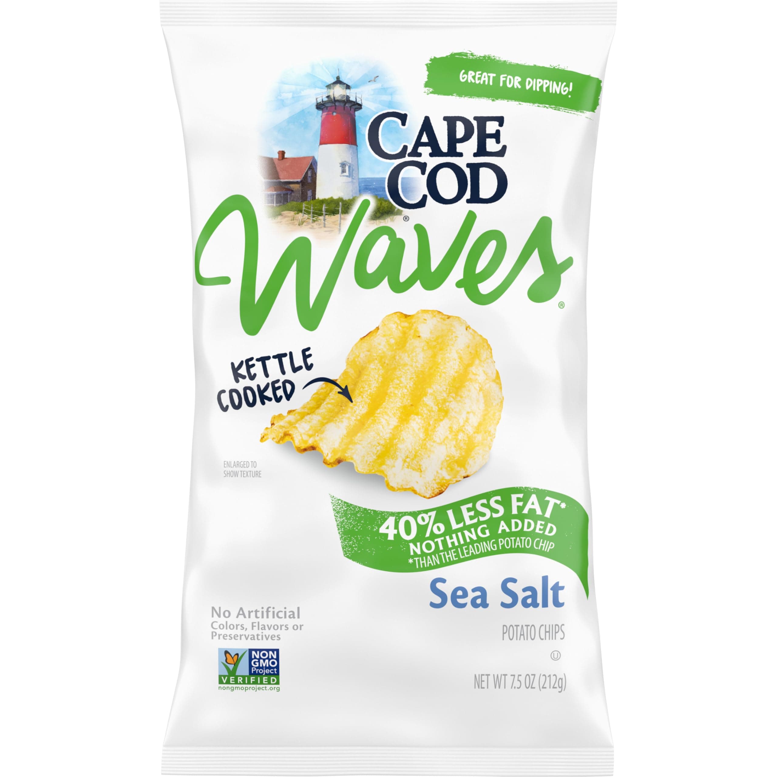 Less Fat Sea Salt Chips, 7.5 Oz Bag