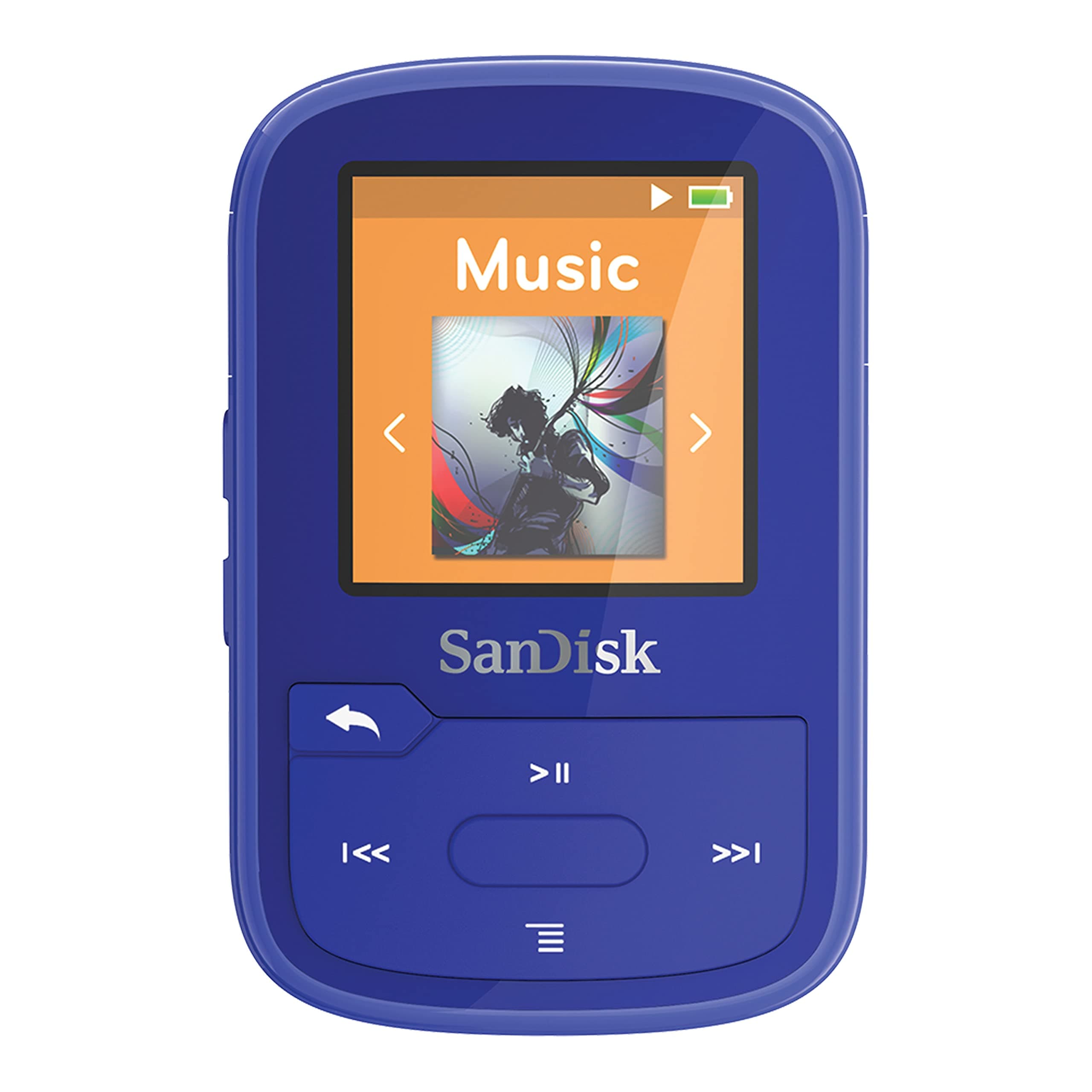 SanDisk 16GB Clip Sport Plus MP3 Player, Blue - Bluetooth, LCD Screen, FM Radio - SDMX28-016G-G46B