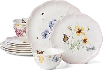 896975 Butterfly Meadow Pink Ombre 12-Piece Dinnerware Set