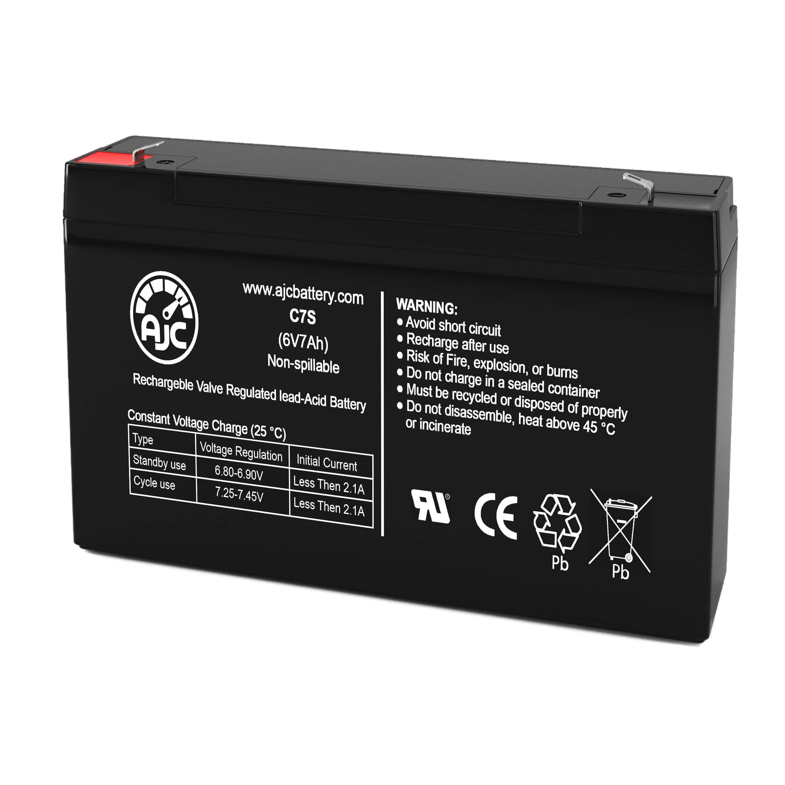 AJCBattery Compatible with Kung Long WP7-6S 6V 7Ah Sealed Lead Acid Battery