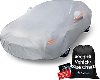 EzyShade 10-Layer Car Cover Waterproof All Weather - See Vehicle Size-Chart - Car Covers for Automobiles & Car Snow Cover - Full Exterior Covers - Winter Rain Sun SUV Sedan. Size A4 (See SizeChart)