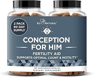 Eu Natural Conception for Him - Male Fertility Supplements with Ashwagandha, Folate & Zinc - Sperm Count, Motility & Strength Support - Fertility Support for Men, 120 Vegetarian Capsules