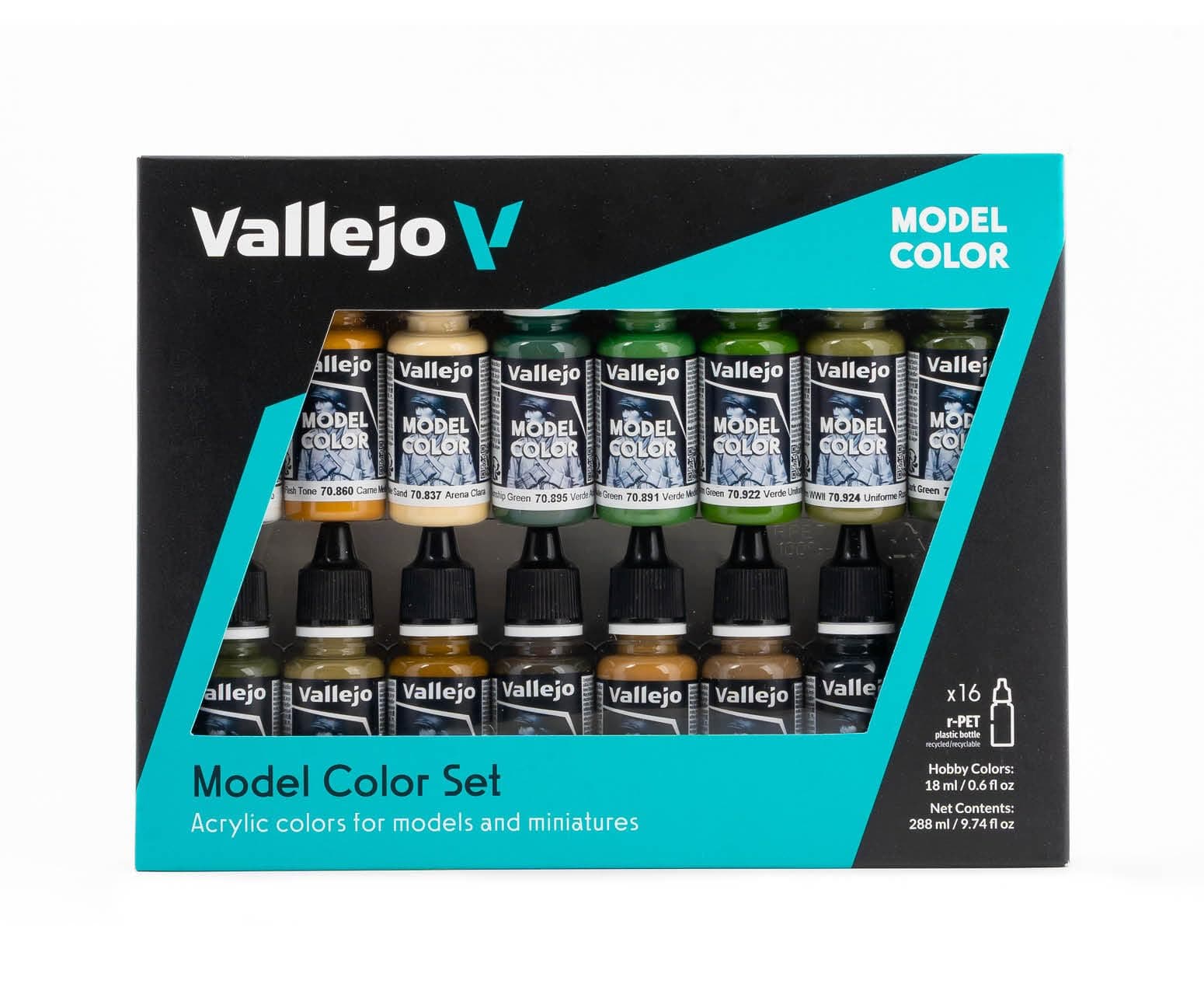 Vallejo - Allied Forces WWII Acrylic Paint Set | Model Color | High Pigmentation Colors | Realistic and Historical Finishes for Model Kits & Scale Figures | 16 Bottles x 18 ml. (0.60 fl.oz)