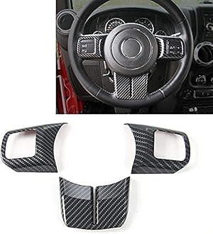 Interior Steering Wheel Decoration Trim Kits For Jeep Wrangler 2011-2017 JK Unlimited Patriot Compass & Grand Cherokee 2011-2013 (Carbon fiber texture)