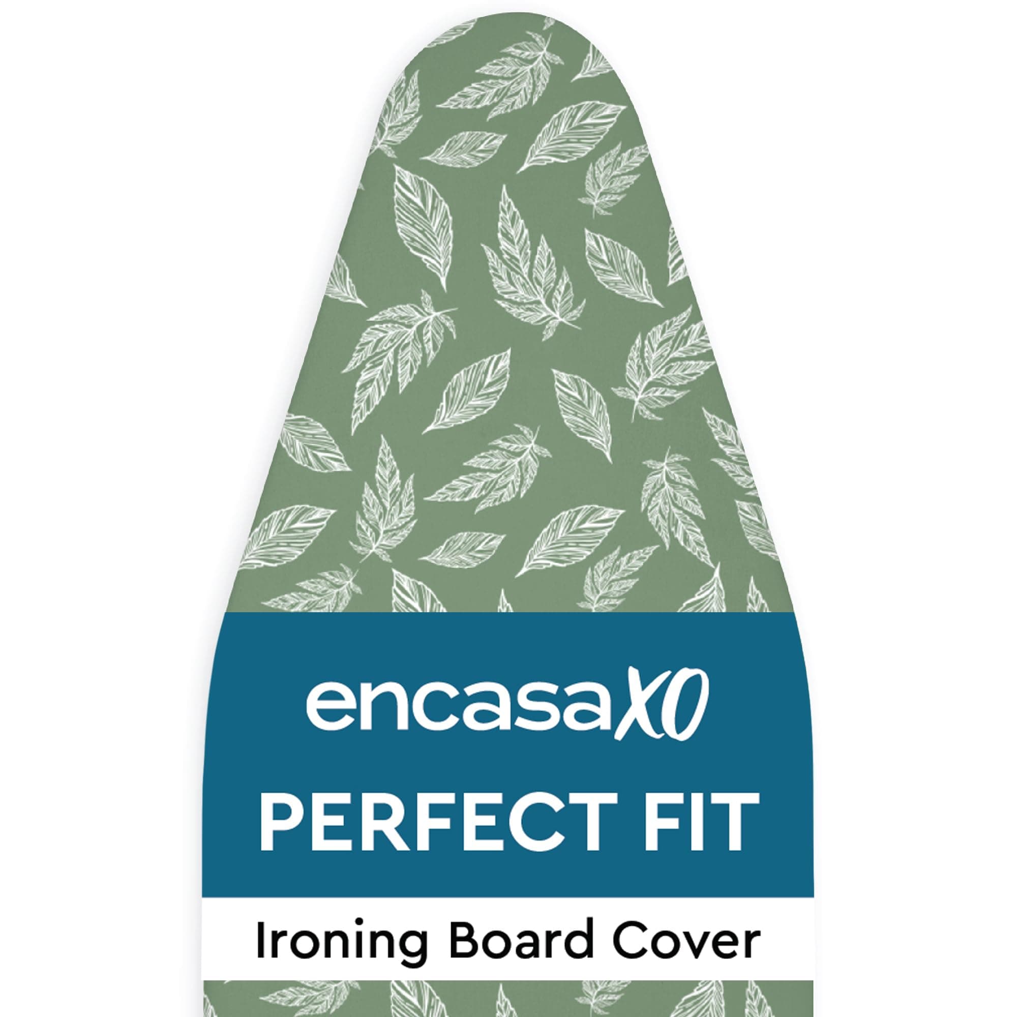 Ironing Board Cover and Pad 54"x15" - Thick 3mm Felt Padding, Drawstring Tightening & Lock, Easy Fit, Scorch & Stain Resistant, Fits Standard Large Ironing Board - Big Leaves Green
