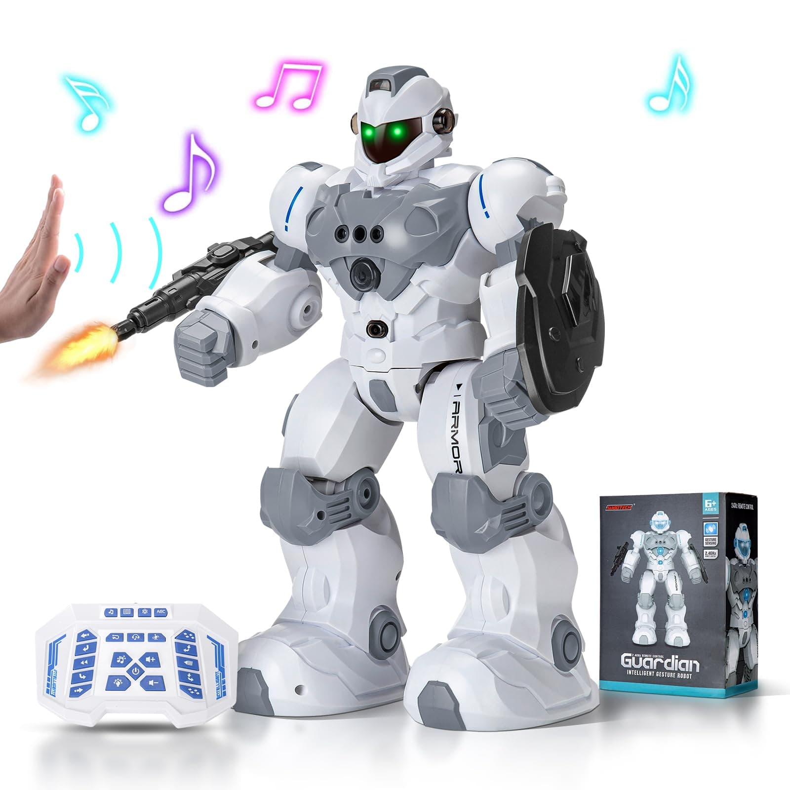 Remote Control Robot Toys for Kids: Intelligent Programmable Robot Gifts for Kids Popular Science Story Toys with 2.4ghz Gesture Sensing for Kids(Remote Not Include Batteries)