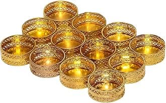 Metal Set Of 24 Golden Small Tea Light Holder For Diwali Decoration,Home Decoration