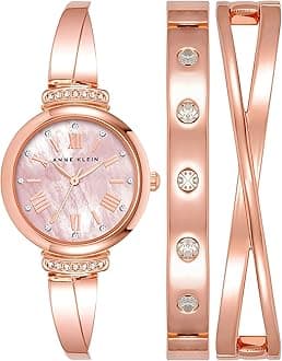 Anne Klein Women's Premium Crystal Accented Bangle Watch Set, AK/2245