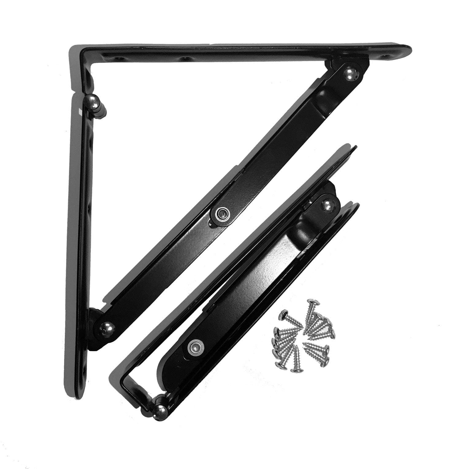 2 Pcs Folding Shelf Bracket Stainless Steel Folding Shelf Bench Table Perfect for Wall Hanging Shelves, Black