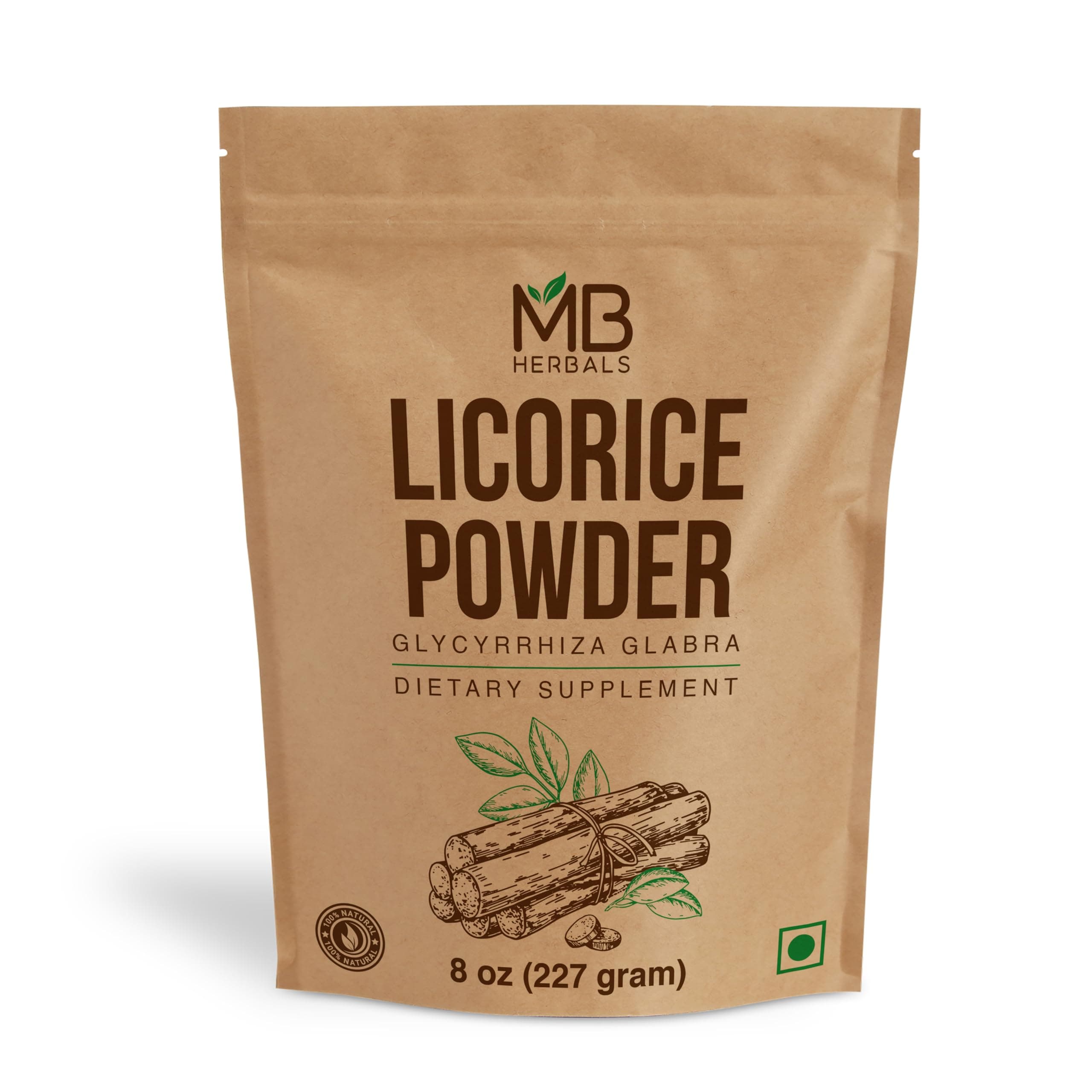 MB Herbals Licorice Root Powder 8 oz / 227 Gram 0.5 lb | Glycyrrhiza glabra Mulethi Yashtimadhu