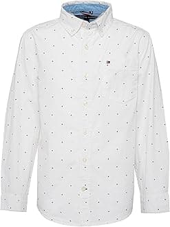 Tommy Hilfiger Boys' Long Sleeve Woven Button-down Shirt, Lightweight & Breathable