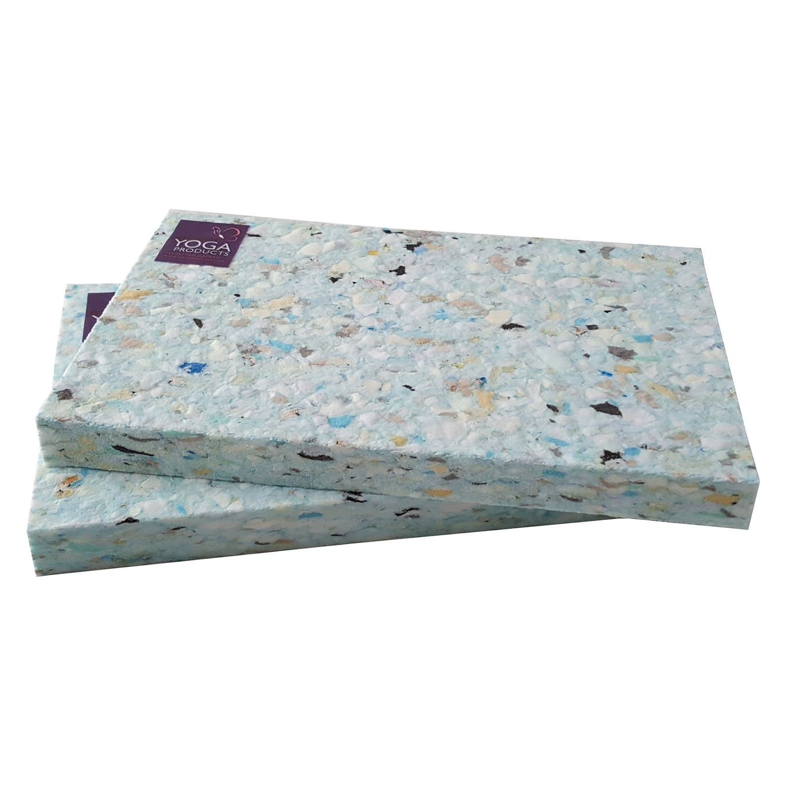 2 x Recycled Chip Foam HALF Yoga Blocks - 2.5cm / 1 inch Height Block | HALF HEIGHT Yoga & Pilates Blocks