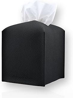 Premium PU Leather Tissue Box Holder - Elegant Hotel-Style Tissue Box Cover for Home, Office & Car Décor, Tissues Cube Organizer for a Natural & Classic Look (Black)