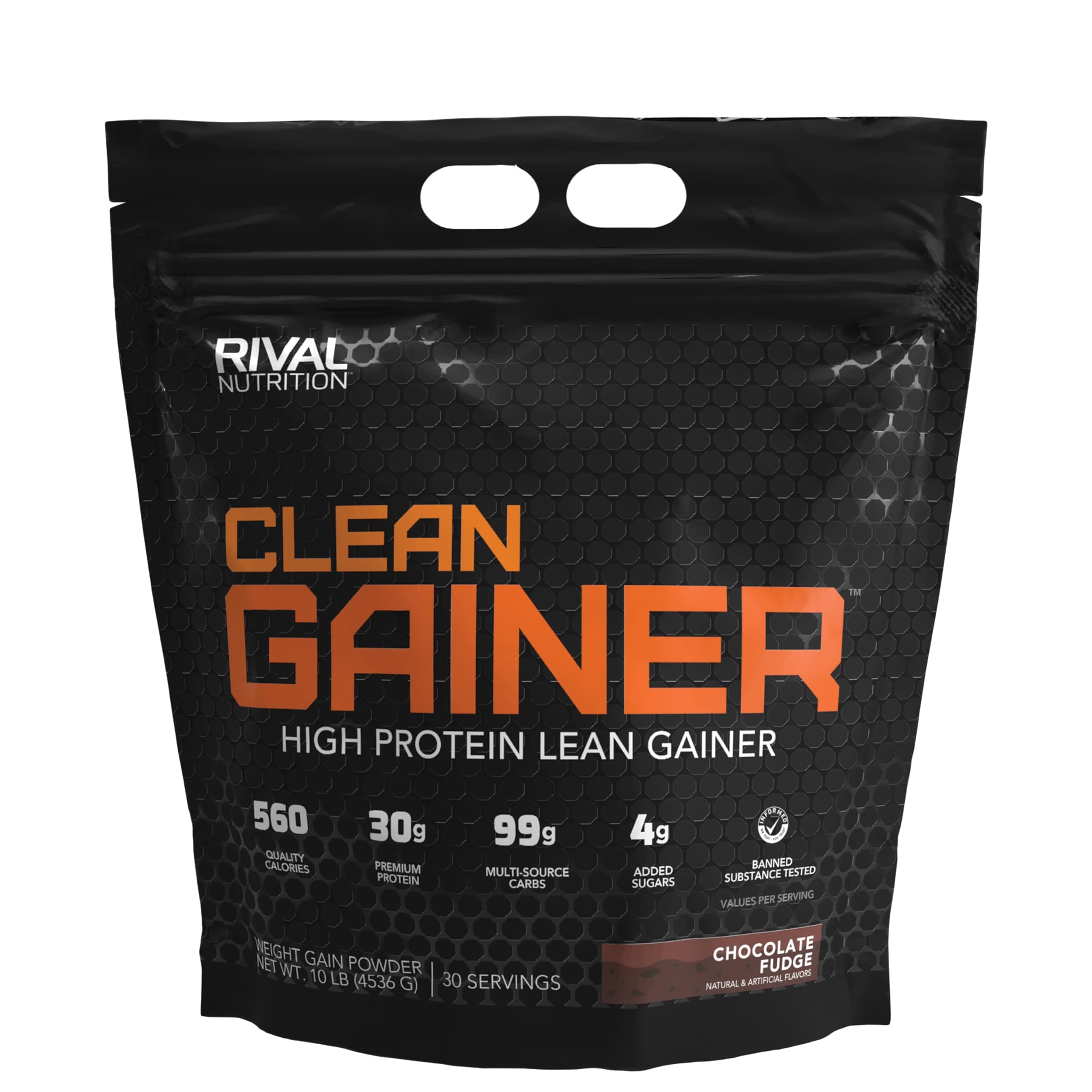 Rivalus Clean Gainer - Chocolate Fudge 10 Pound - Delicious Lean Mass Gainer with Premium Dairy Proteins, Complex Carbohydrates, and Quality Lipids, No Banned Substances, Made in USA