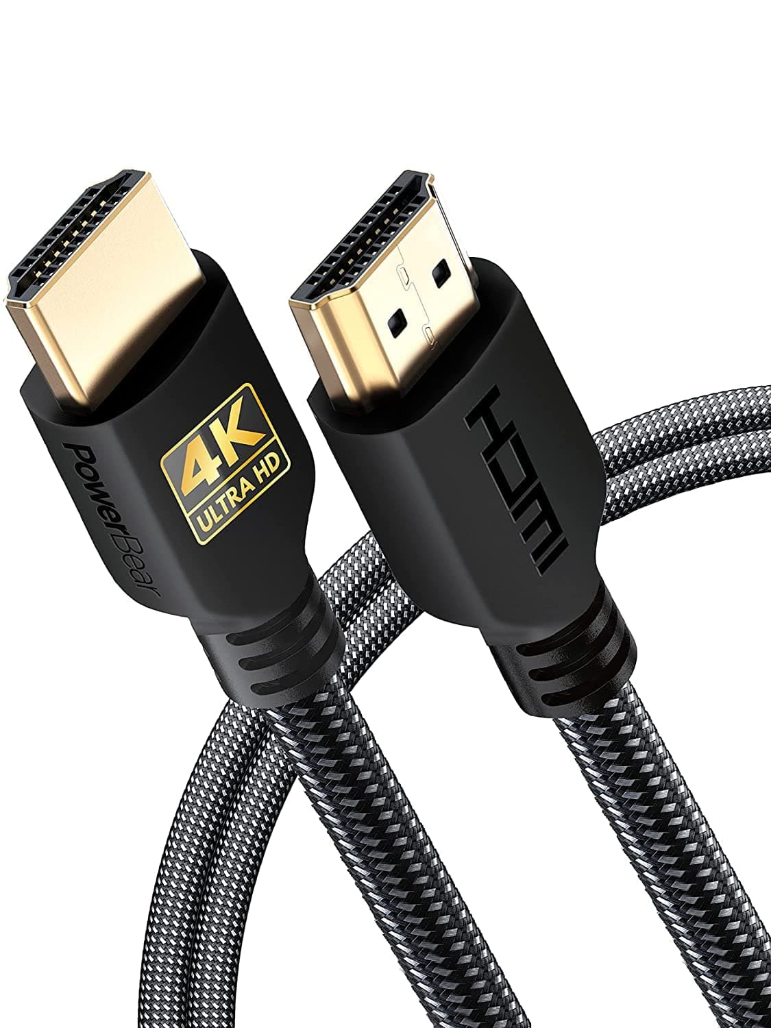 PowerBear 4K HDMI Cable 2M | High Speed, Braided Nylon & Gold Connectors, 4K @ 60Hz, Ultra HD, 2K, 1080P, ARC & CL3 Rated | for Laptop, Monitor, PS5, PS4, Xbox One, Fire TV, Apple TV PC