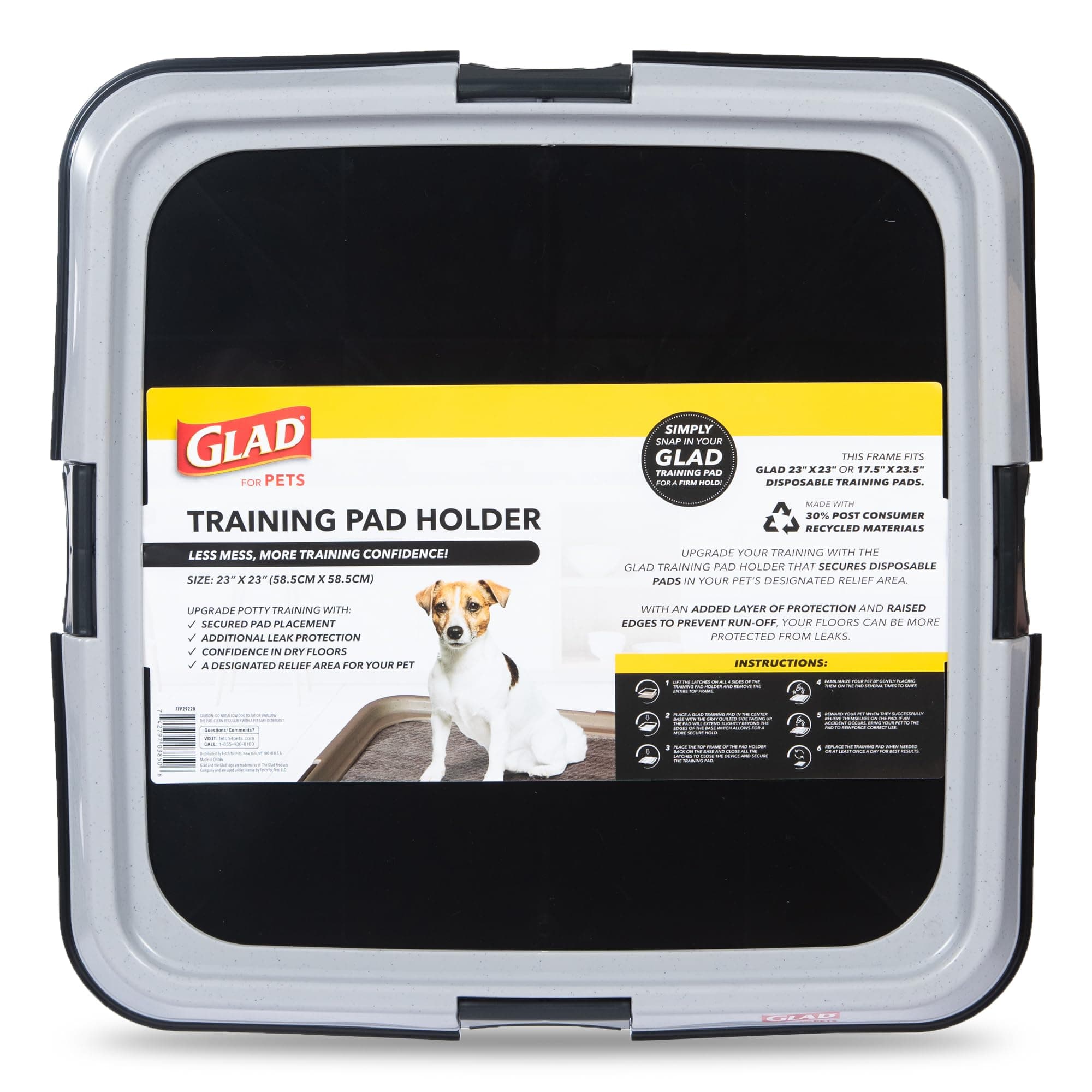 Glad for Pets Puppy Potty Training Pad Holder for Disposable Pads - Puppy Potty Tray, Dog Potty Training Tools for Indoor Pee Pad Station, Potty for Dogs - Fits 23" x 23" or 17.5" x 23.5" Pads
