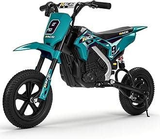24V Electric Dirt Bike for Kids - Up to 11 MPH & 10 Miles Long-Range, Twist-Grip Throttle, 12" Knobby Tires, Spring Suspension, Music, 250W Electric Motorcycle for Kids 6-12 (Dark Green)