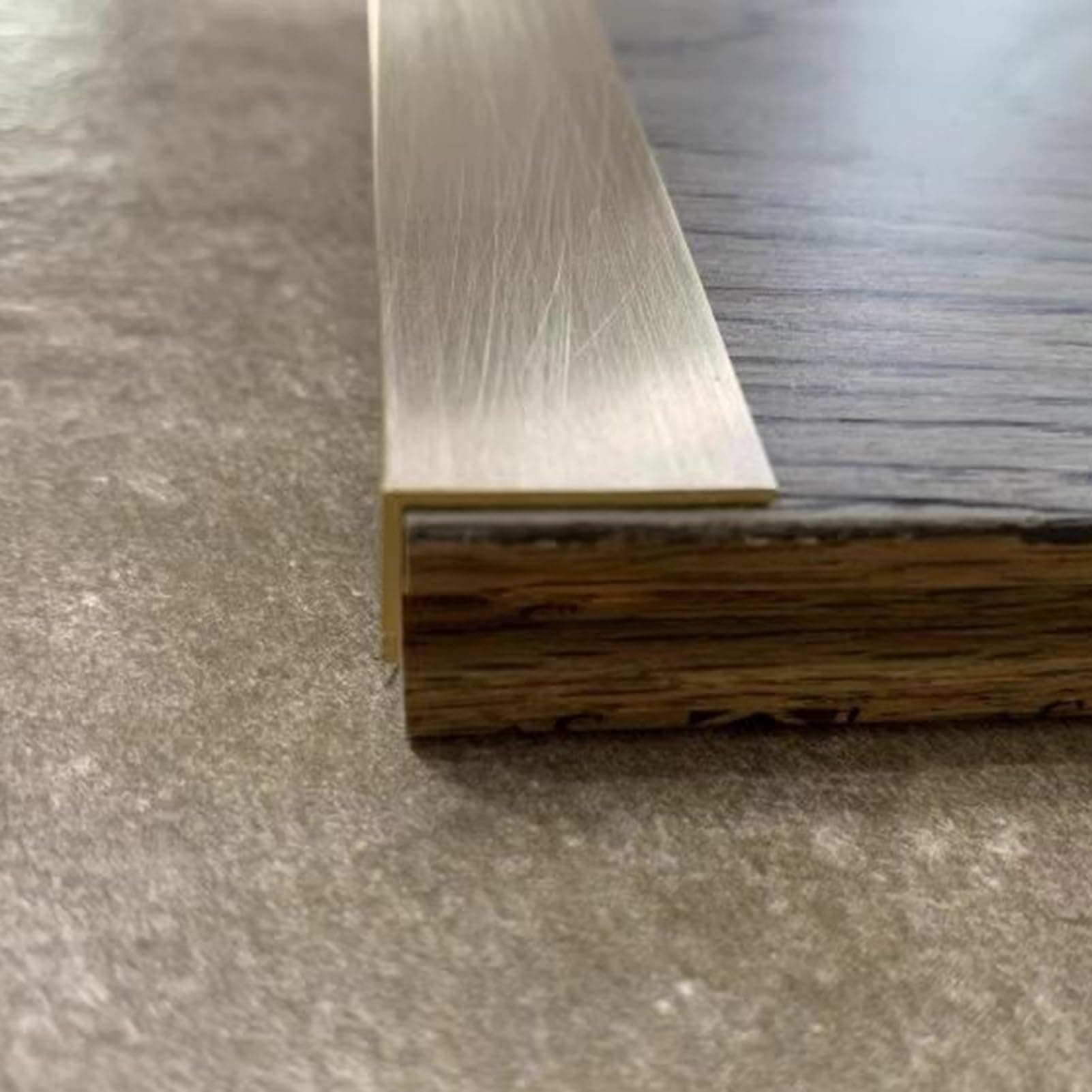 CMYUN Threshold Strip Brass Brushed Floor Edge Strips Extra Narrow, L Molding Staircase Treads/Wood Tile Edge Transition Strip, 1 M Long Stair Nose Edging Protector(20x12mm(0.8x0.8 in))