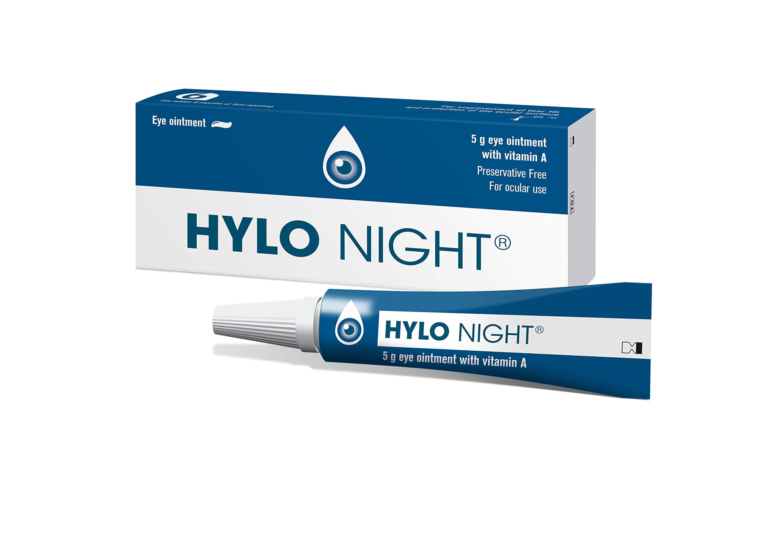 HYLO Night Eye Ointment - Preservative & Phosphate-Free Eye Cream for Dry Eyes While Sleeping 5g
