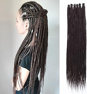 Leeven 36 Inch Synthetic Dreadlock Extensions 20 Strands Thin Chocolate Brown SE Dreads Handmade Reggae Style Crochet Hair 0.6 cm Width Loc Extensions for Women Men #4