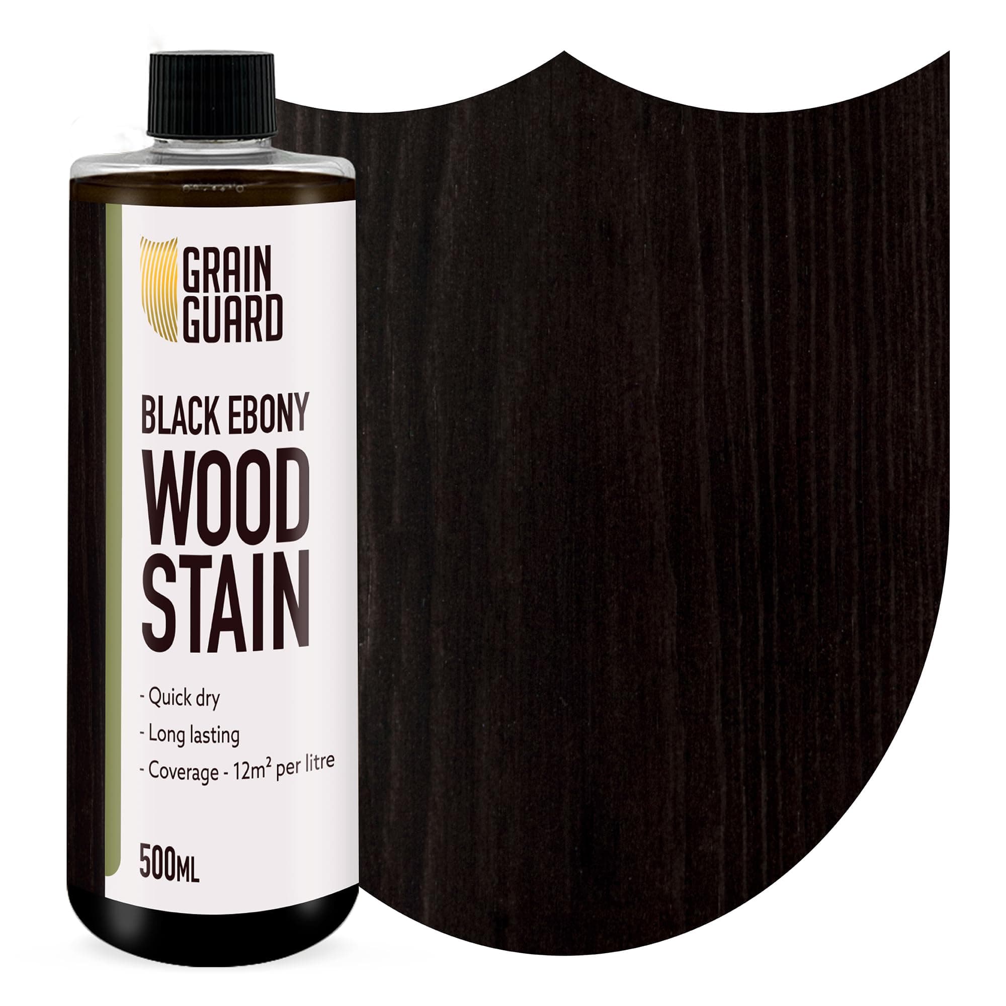 Wood Stain | Black Ebony | 500ml | Water-Based & Low Odour | Eco-Friendly and Non-Toxic | Interior Furniture Wood Stain | Easy Application | Quick Drying