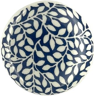 Ceramic Knobs Drawer Pulls for Cabinets and Cupboards (38mm, Gold) - Pack of 4 (Blue)