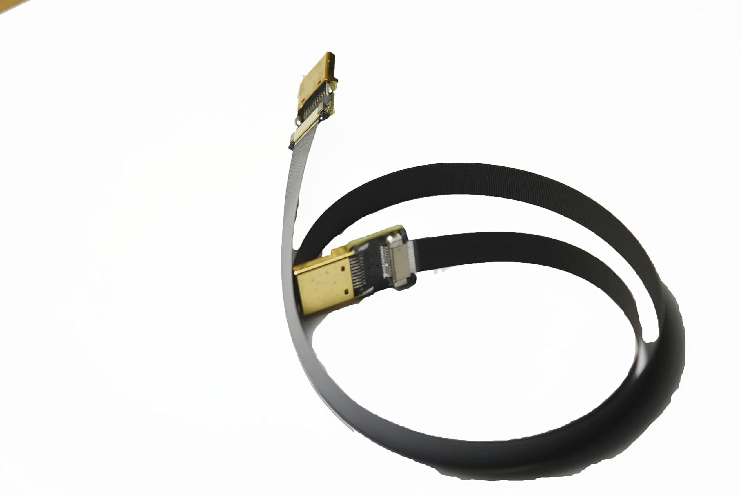 Long Slim Thin FPV HDMI Cable Standard HDMI straight male plug to Standard HDMI Full HDMI Standard HDMI Straight Male for RED Blackmagic BMCC Sony FS7 Canon C300 Black (100CM)