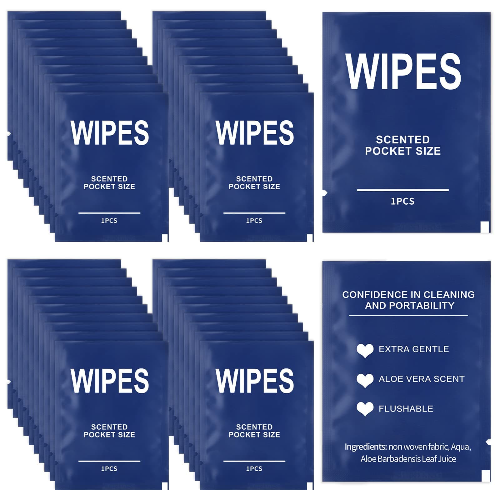 Geyee 200 Pieces Individually Wrapped Wipes Bulk Butt Wet Wipes for Men Women Travel Flushable Wipes for Adult Bathroom Toilet Daily Use