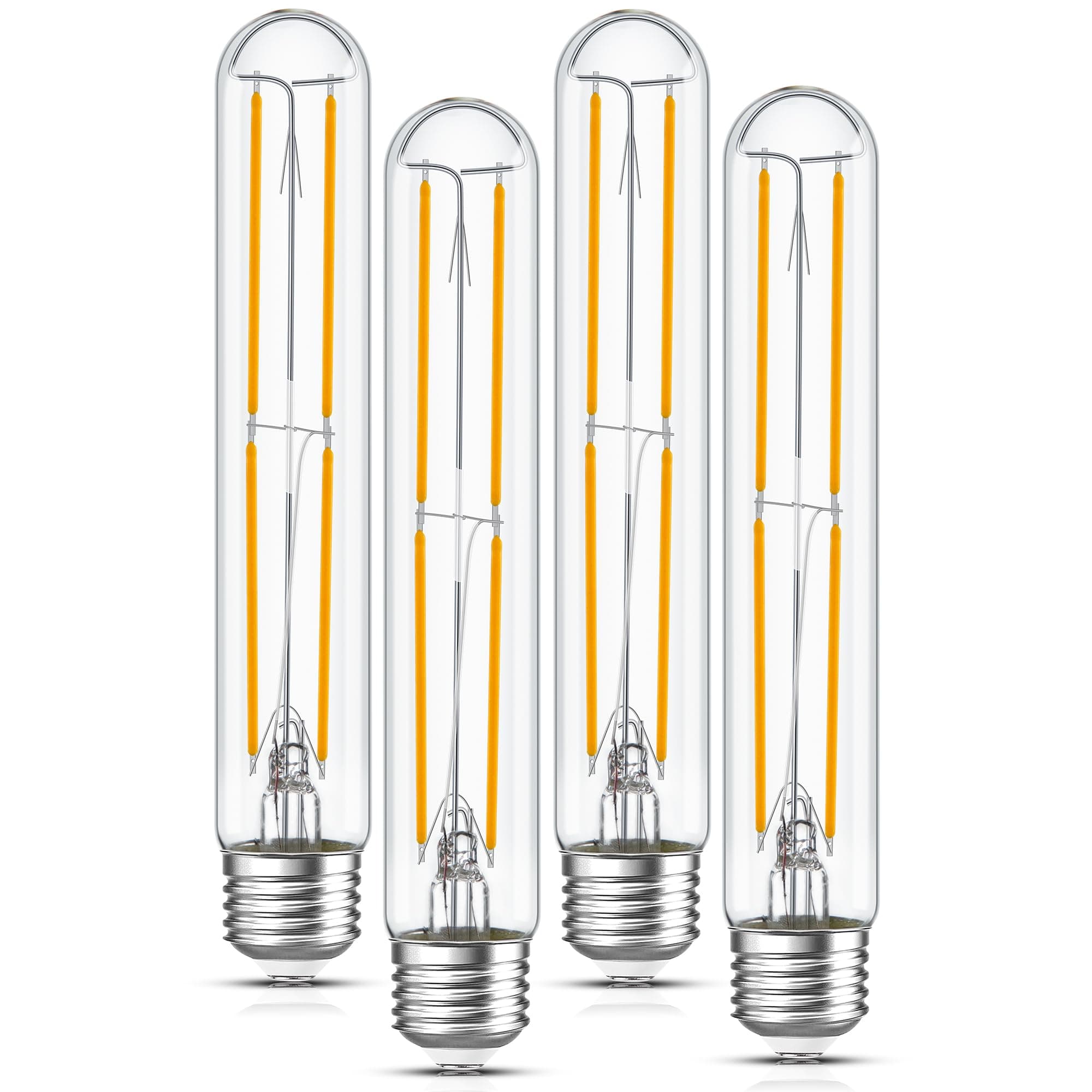 Tubular Light Bulb 7.3 Inch Dimmable T10 LED Bulb E26 6W 60 Watts Edison Bulbs 2700K Solf White,185mm Long for Wall Sconces, Pendant, Livingroom, 4-Pack