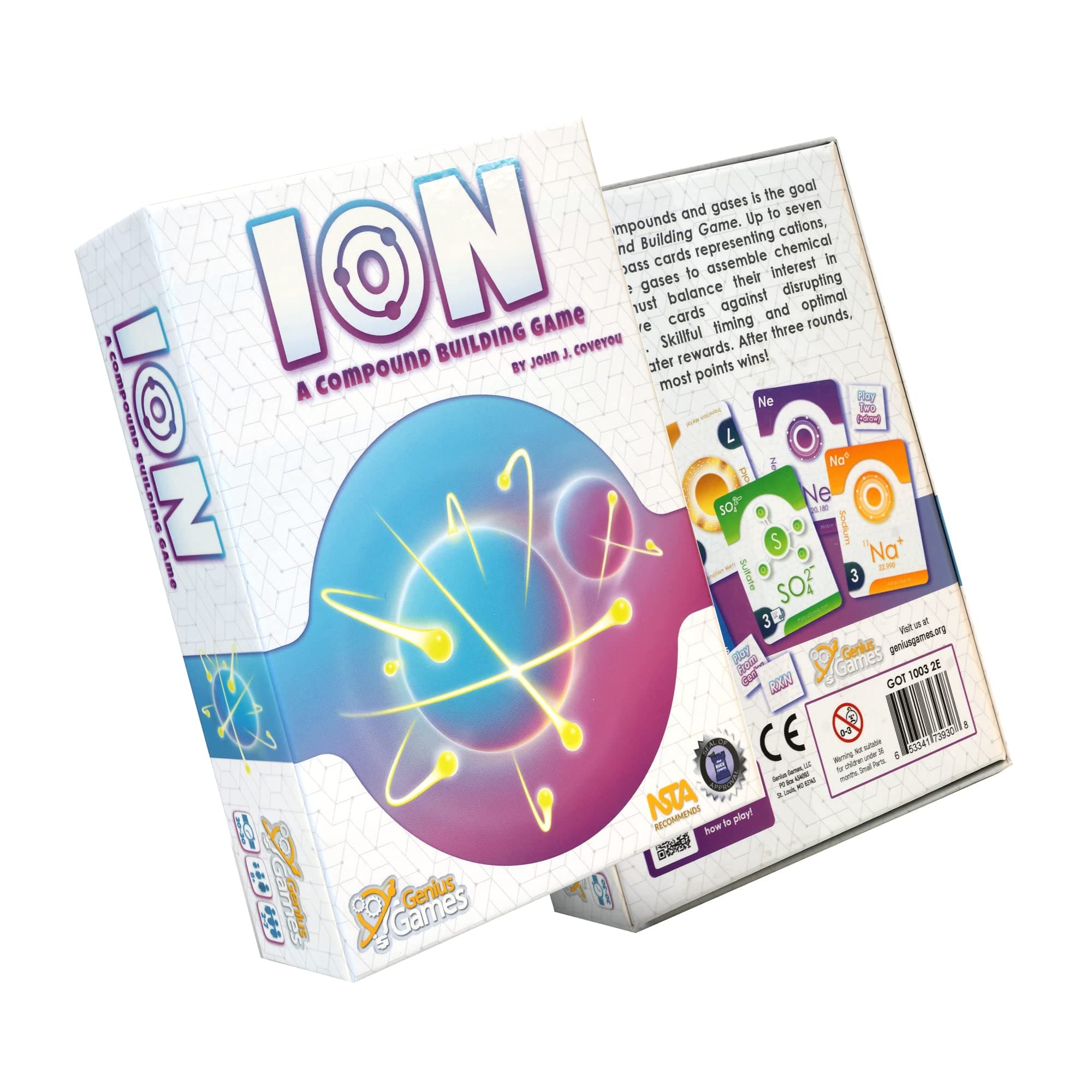 Genius Games Ion: A Compound Building (2nd Edition) - A Chemistry Card Drafting about Cations, Anion, Noble - Science Accurate Board for High School Students, Teachers and Adults