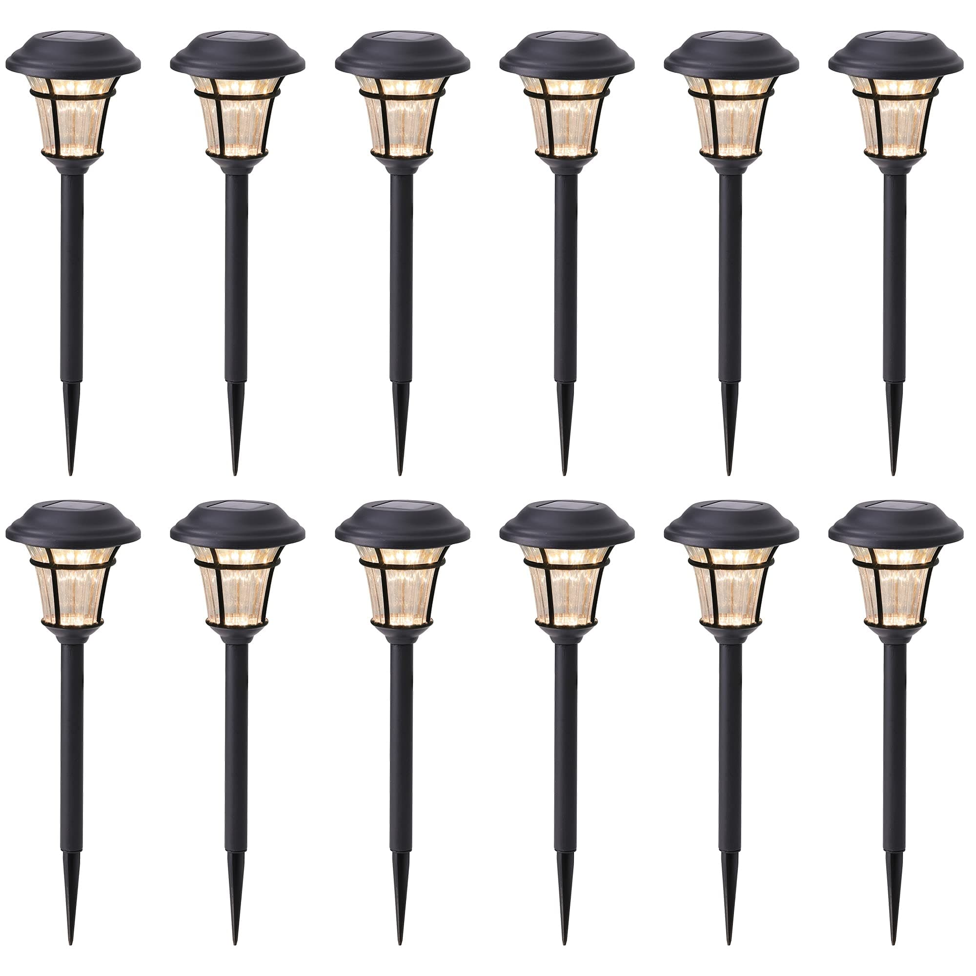 - 12 Pack Solar Pathway Lights Outdoor Solar Garden Lights for Patio, Yard, Driveway