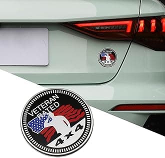 3D Car Badges Emblems, Veteran Rated Emblem, 4 x 4 Metal Automotive Badge, Round Emblem Decals, Exterior Emblems Badge Compatible with Jeep Wrangler Vehicles Trucks SUV (Veteran Rated)